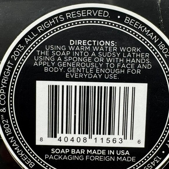 Beekman 1802 Lump Of Kohl Detox Purifying Bar Bamboo Charcoal & Goat Milk 8oz - Picture 7 of 9